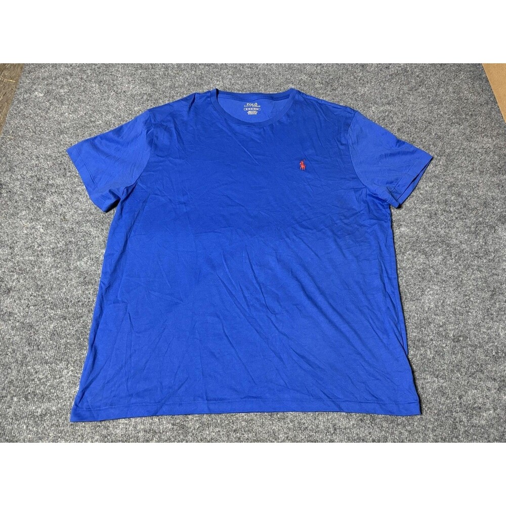 Polo Ralph Lauren Shirt Mens XL Blue Crew Neck Logo Tee Tagless Basic Casual